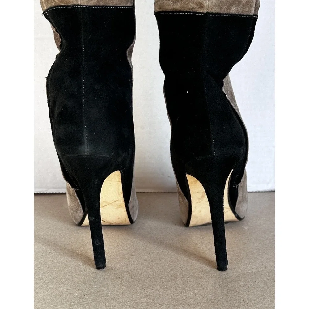 Steve Madden OTK Over The Knee High Heel Boots Black & Khaki Brown 25